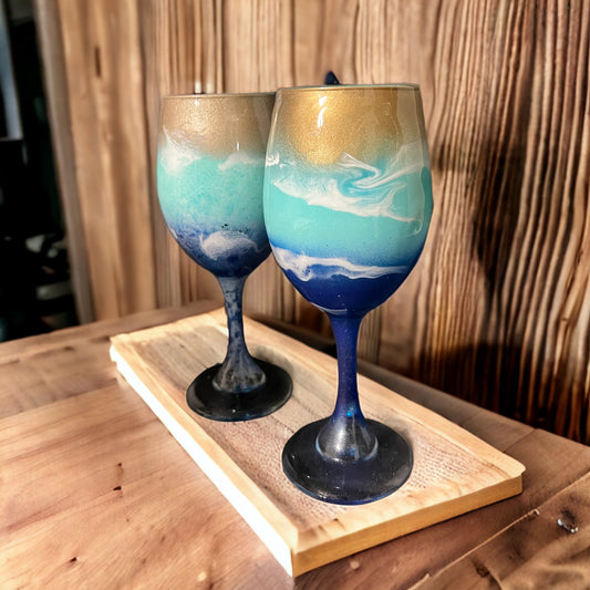 Ocean / Beach Stemmed Wine Glasses