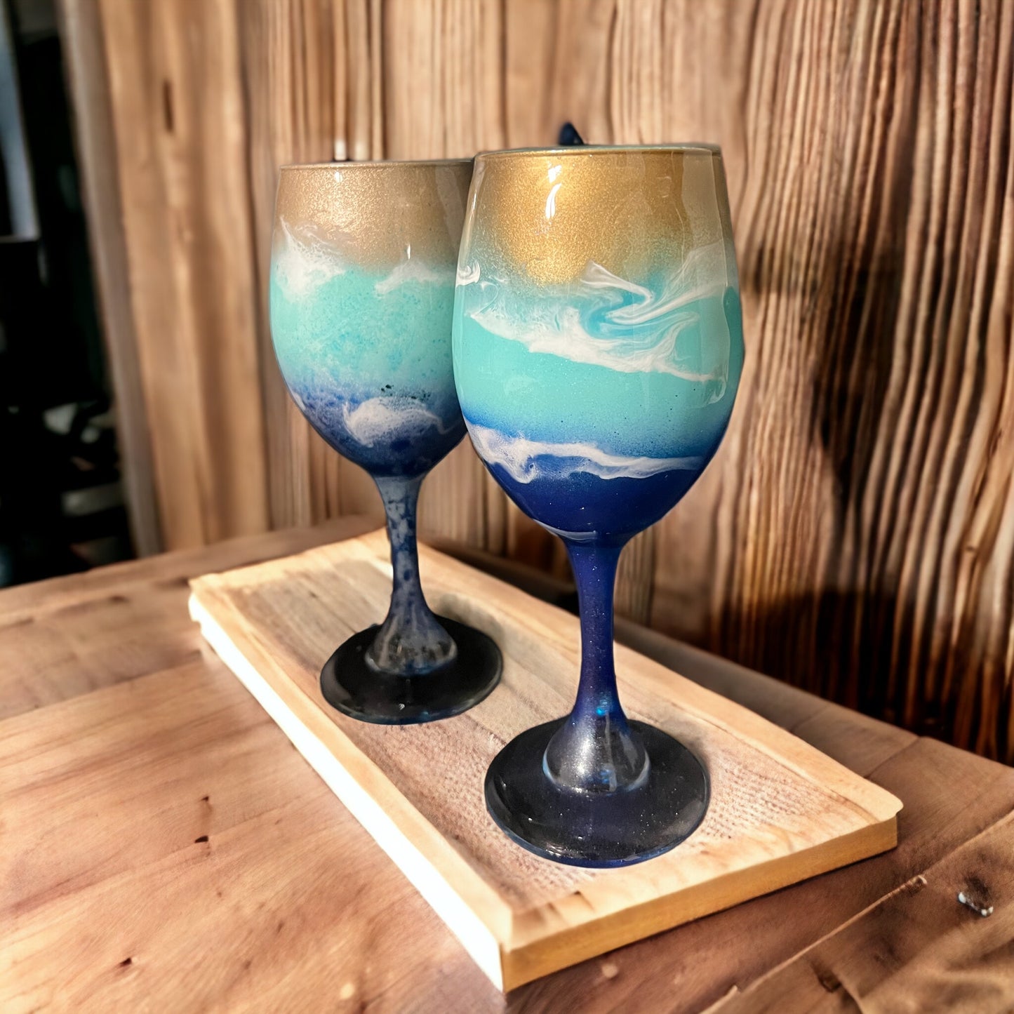 Ocean / Beach Stemmed Wine Glasses