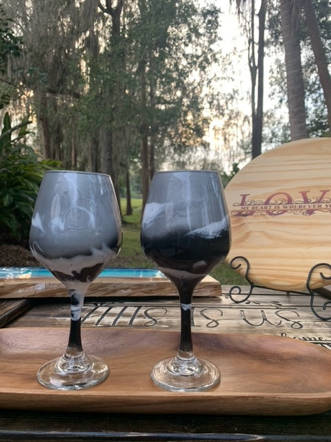 NIGHT Ocean black & Grey Wine Glasses
